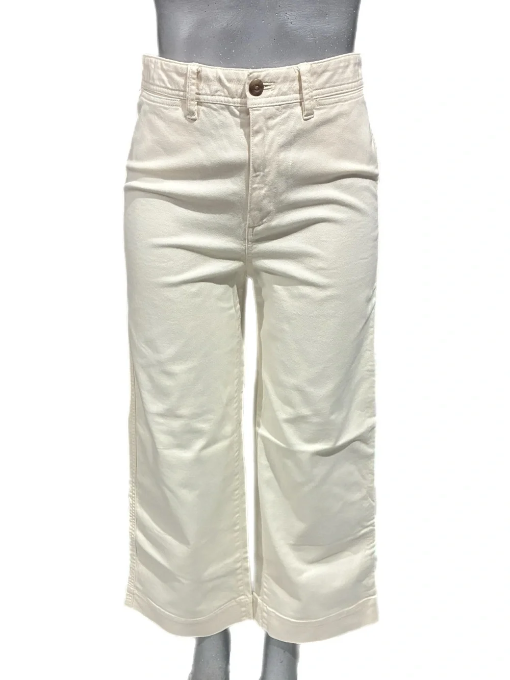 GAP Off-White High-Rise Wide Leg Crop Denim Pants Jeans Size 6 Stretch Bohemian - Picture 3 of 13